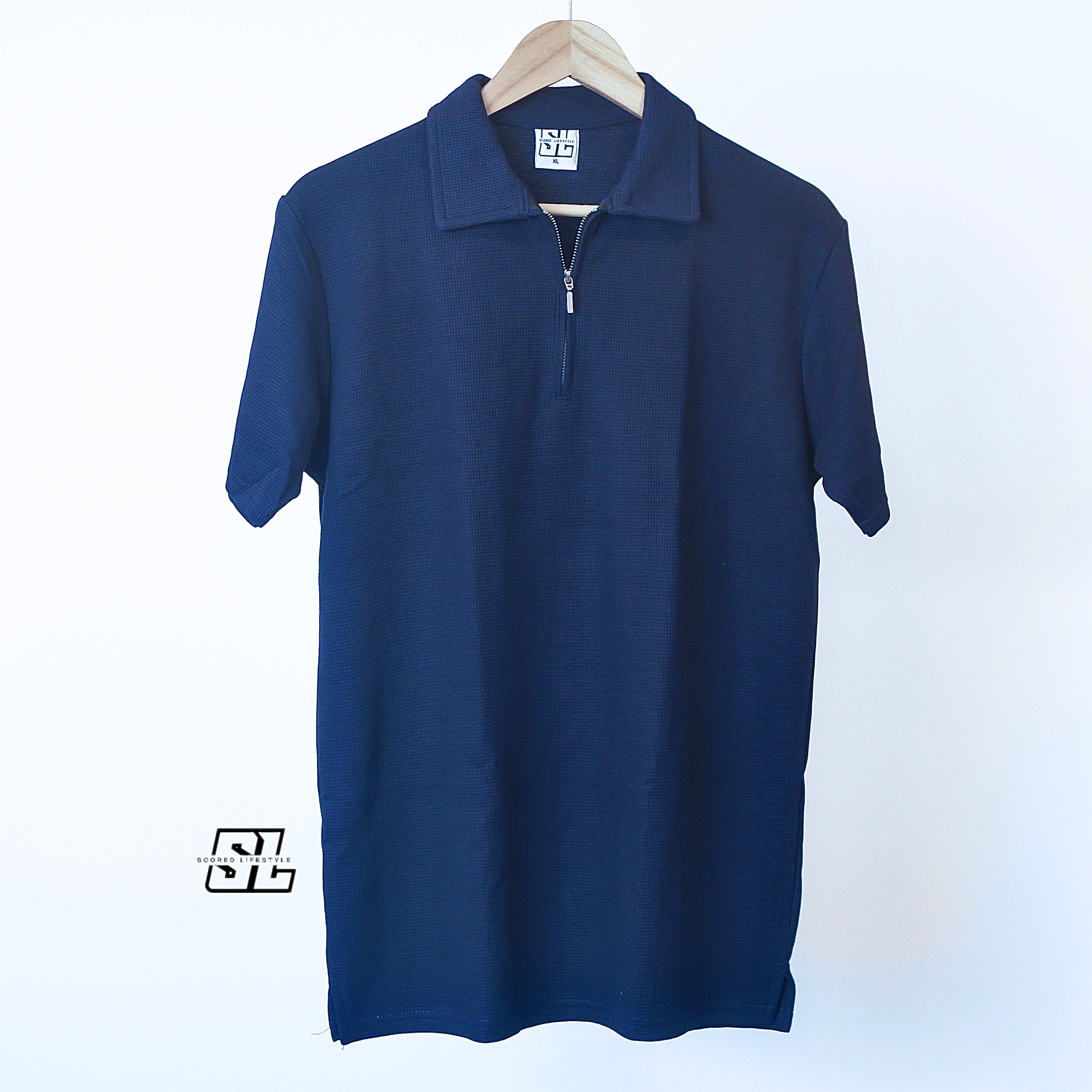 Navy Zip Polo