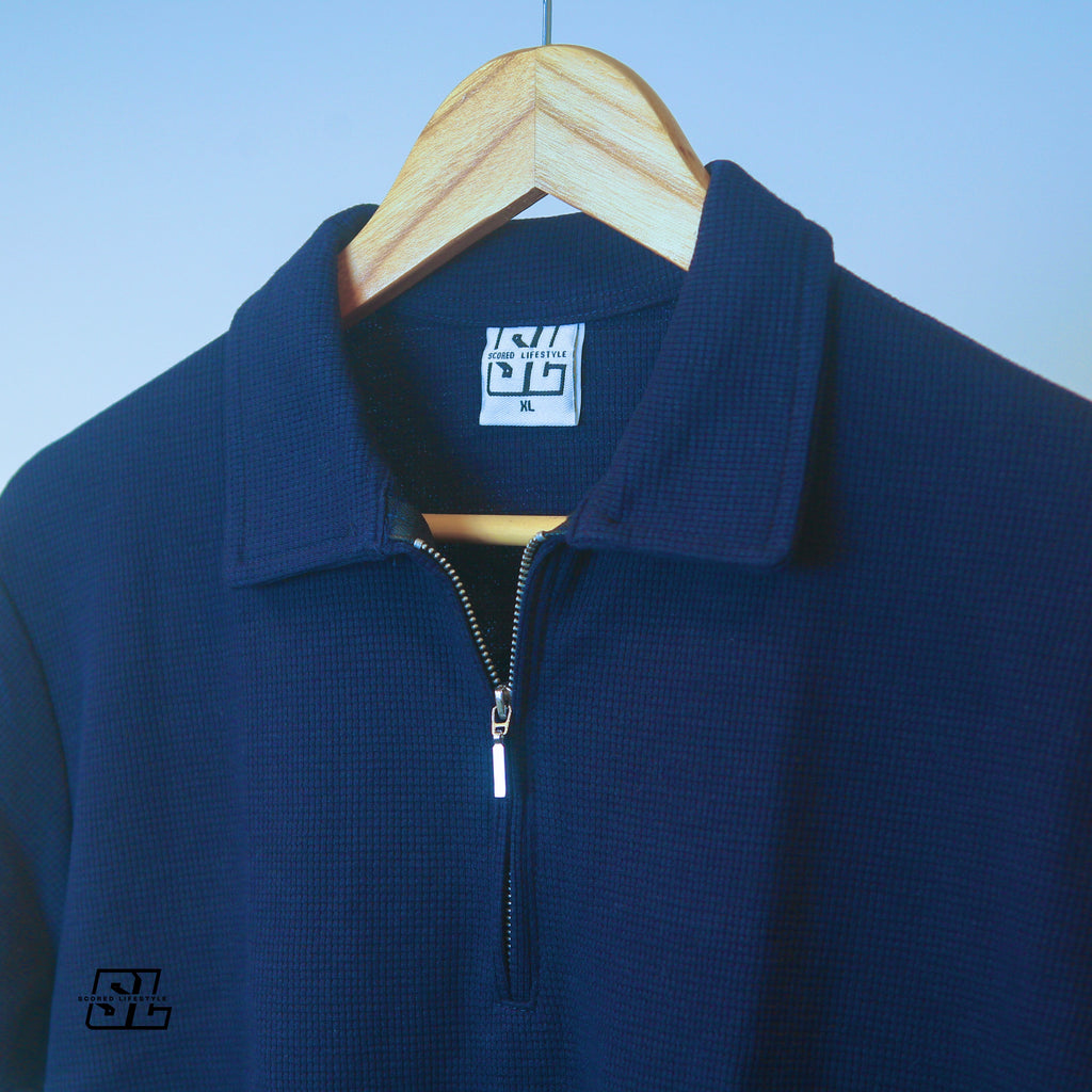 Navy Zip Polo