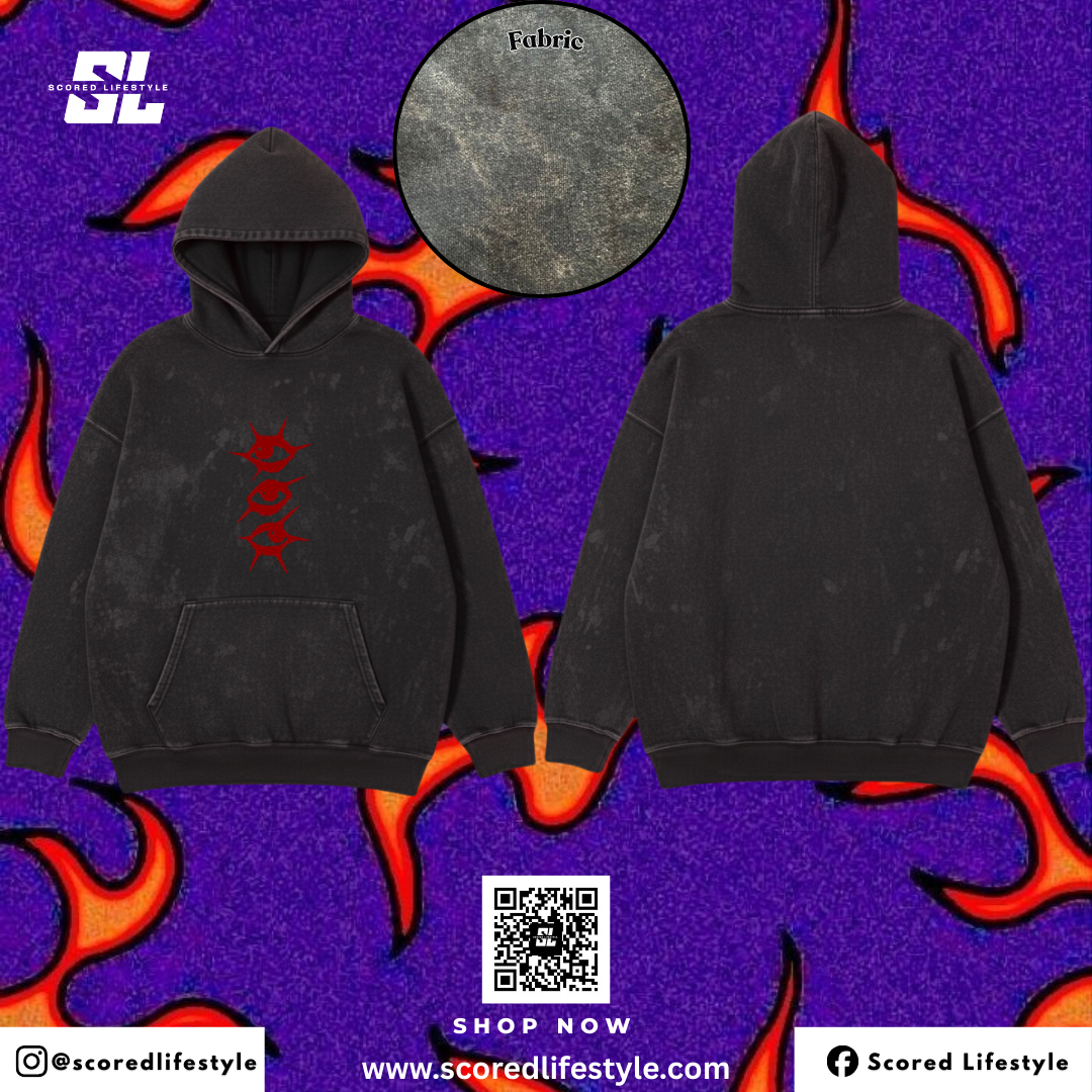 Scored Lifestyle Red Ember Acid Washed Hoodie