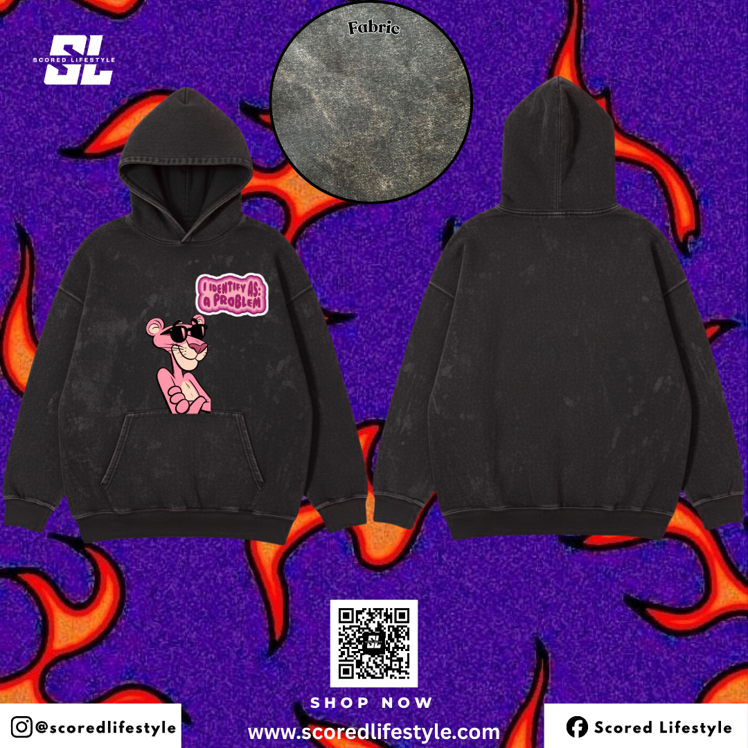 Scored Lifestyle Pink Panther Oversized Vintage Acid Washed Hoodie
