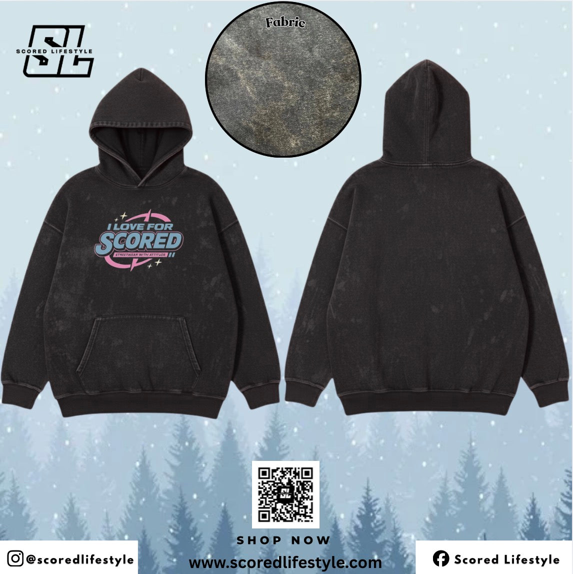 Scored Lifestyle Washed Black Hoodie